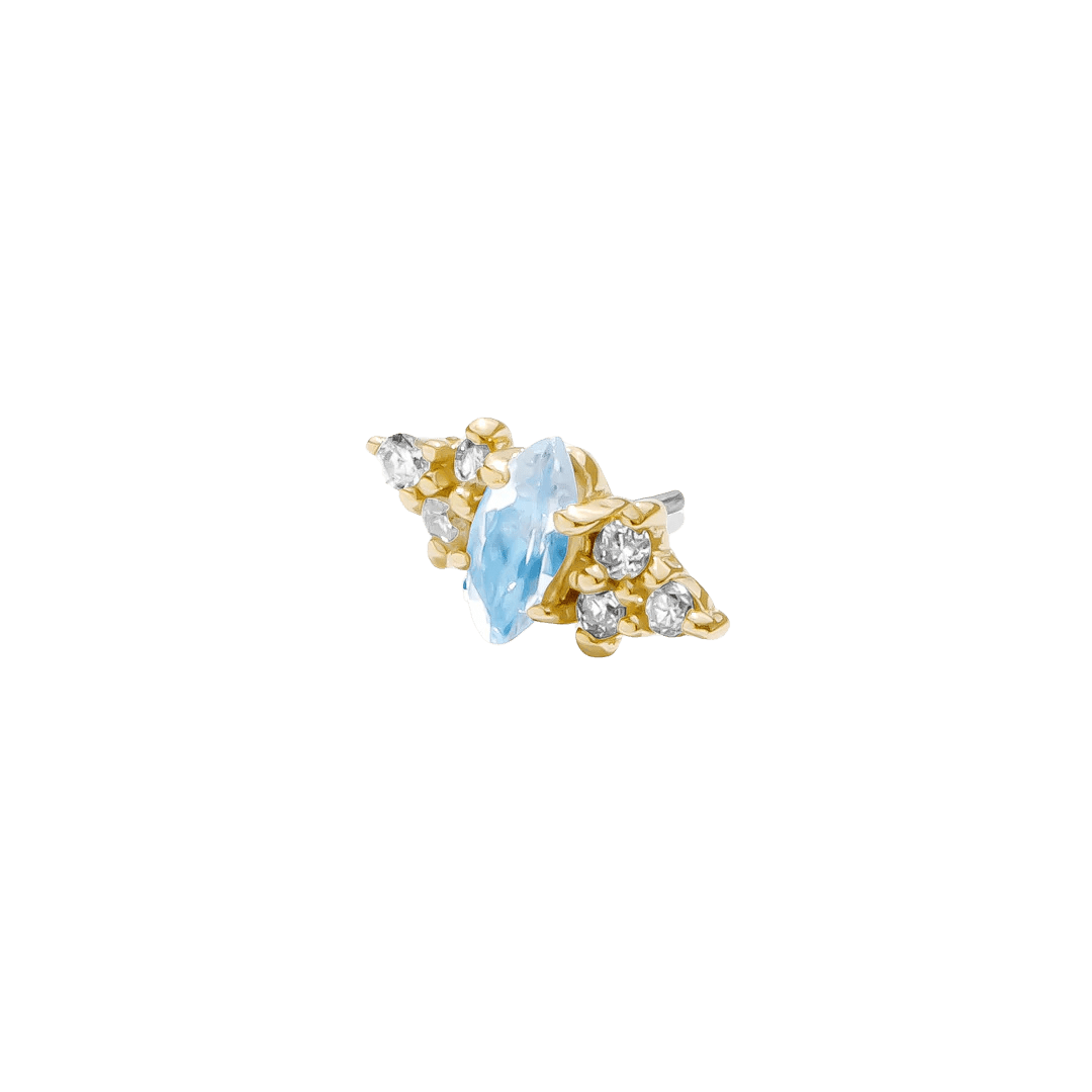 Mimosa – 14K Gold Birthstone & Diamond Threadless End - piercing - zone.com