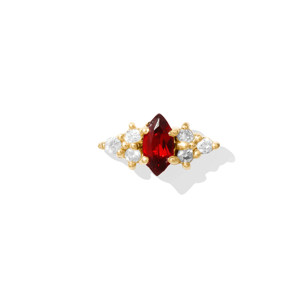 Mimosa – 14K Gold Birthstone & Diamond Threadless End - piercing - zone.com