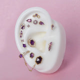 Mixt – Amethyst & Pink Sapphire Cluster – 14K Gold Threadless End - piercing - zone.com