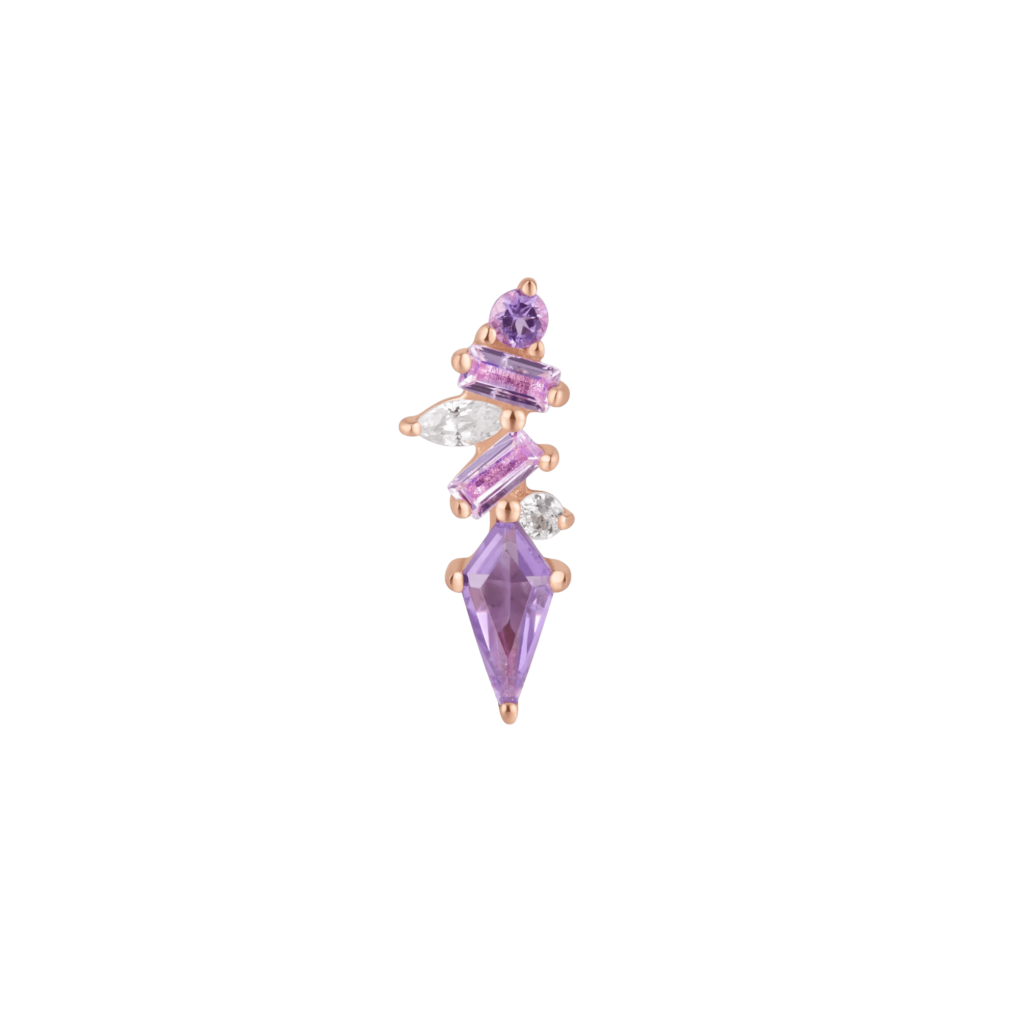 Mixt – Amethyst & Pink Sapphire Cluster – 14K Gold Threadless End - piercing - zone.com