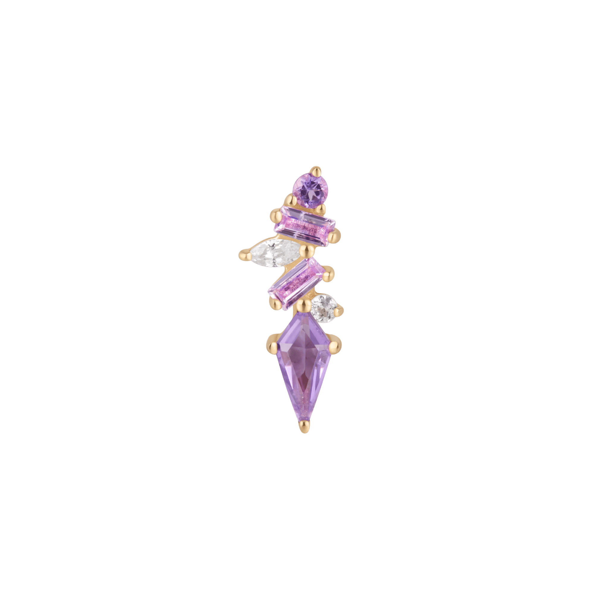 Mixt – Amethyst & Pink Sapphire Cluster – 14K Gold Threadless End - piercing - zone.com