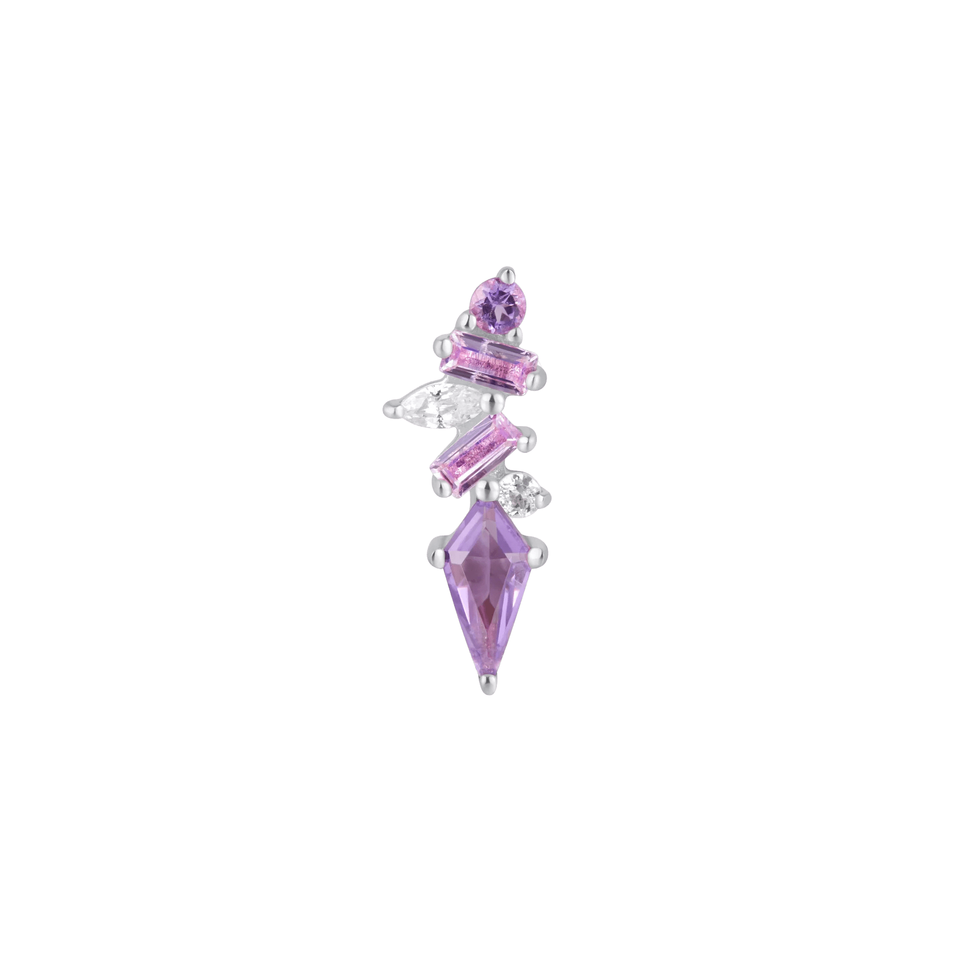 Mixt – Amethyst & Pink Sapphire Cluster – 14K Gold Threadless End - piercing - zone.com
