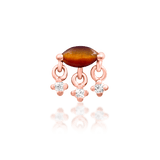 Mona – Tiger Eye & CZ Radiant Cluster – 14K Gold Threadless End - piercing - zone.com