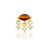 Mona – Tiger Eye & CZ Radiant Cluster – 14K Gold Threadless End - piercing - zone.com