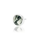 Moss Cab – 14K Gold Moss Agate Threadless End - piercing - zone.com