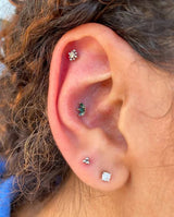 Moss Marquise Fan – 14K Gold Moss Agate Threadless End - piercing - zone.com