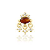 Munna – Tiger Eye & CZ Bold Cluster – 14K Gold Threadless End - piercing - zone.com