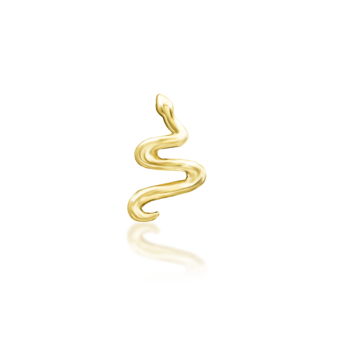 Noodle – Mini Serpent Curve – 14K Gold Threadless End - piercing - zone.com