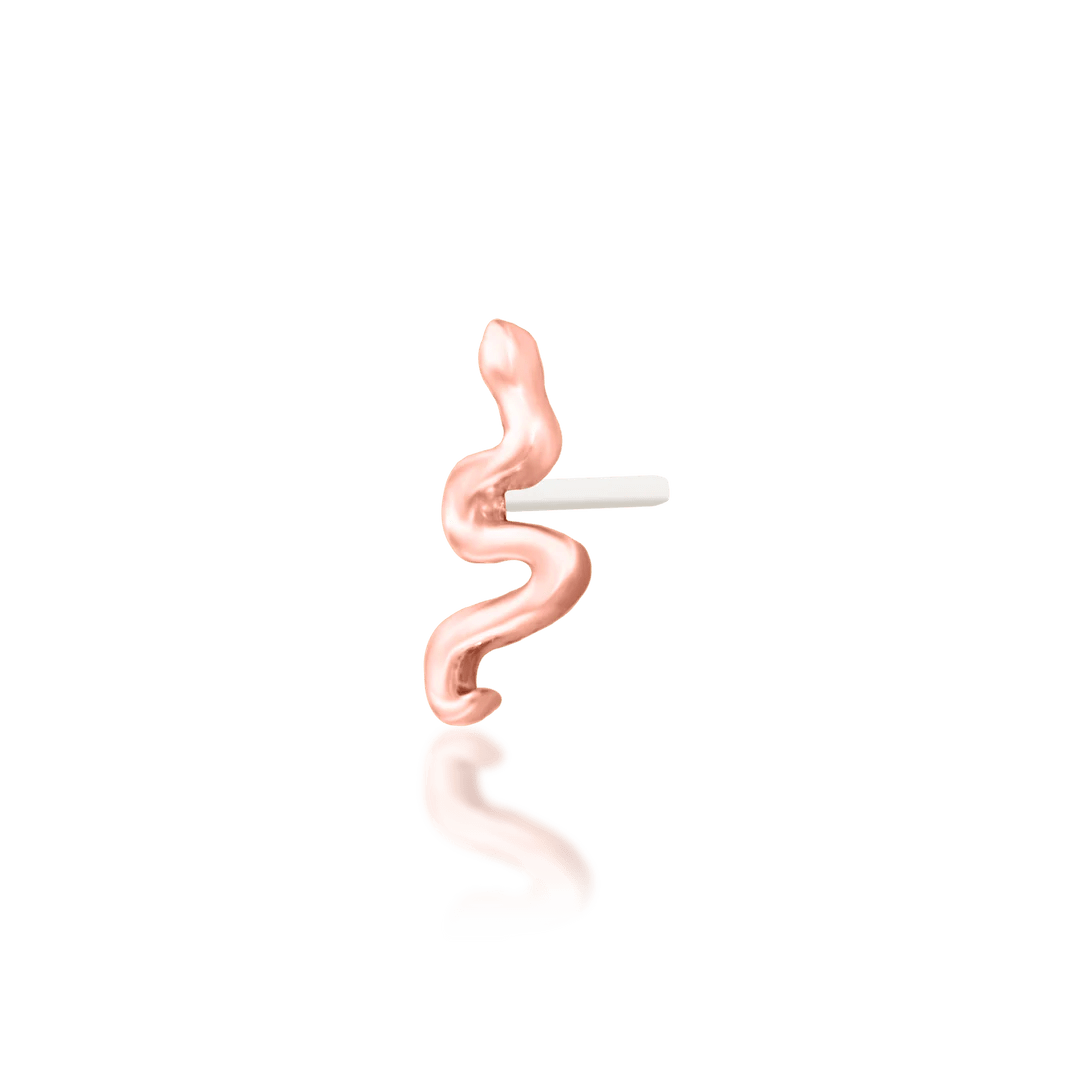 Noodle – Mini Serpent Curve – 14K Gold Threadless End - piercing - zone.com