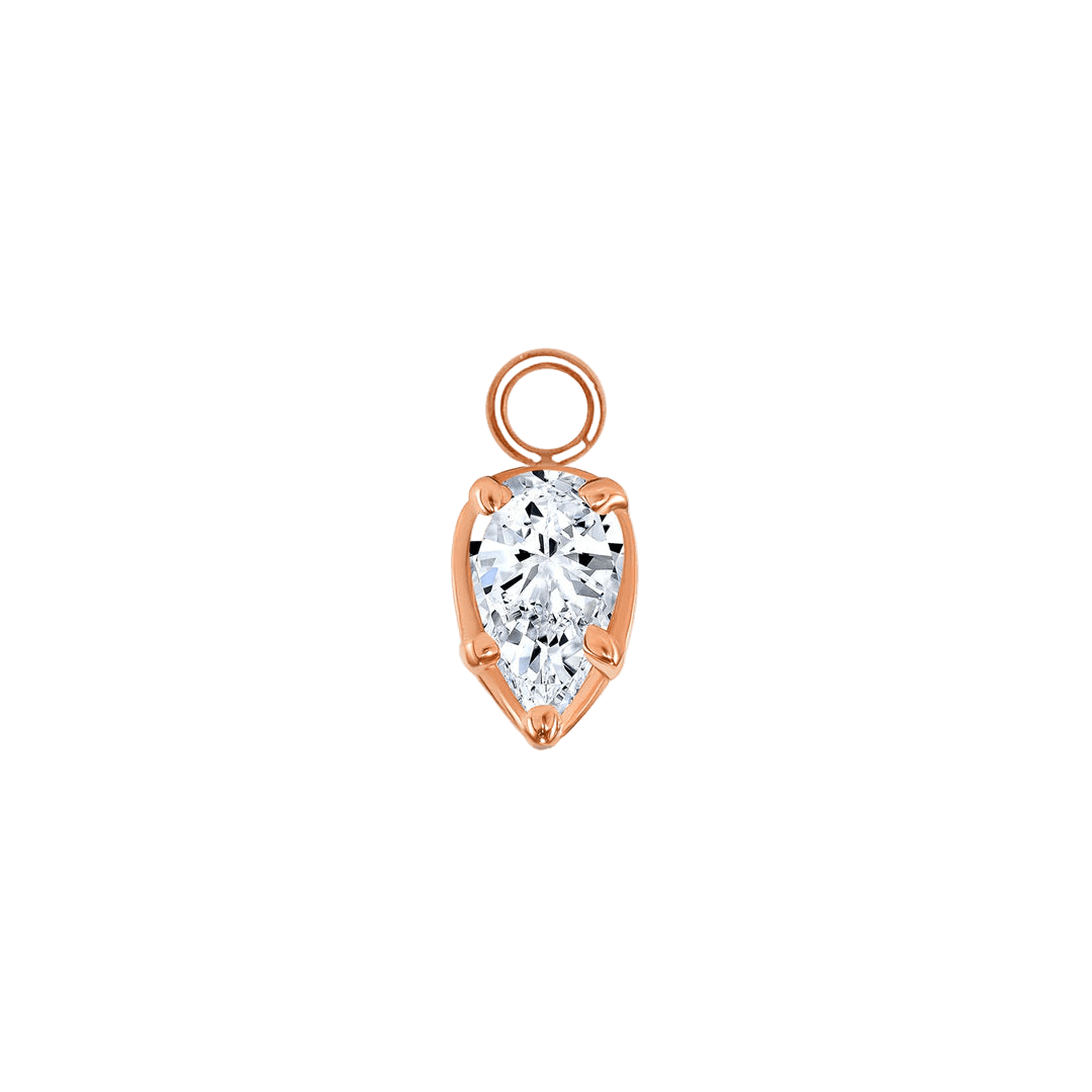 Ornament Pear Prong – 14K & 18K Gold Gemstone Charm - piercing - zone.com