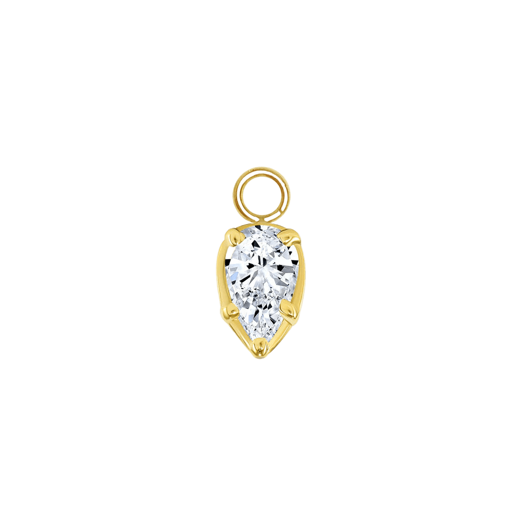 Ornament Pear Prong – 14K & 18K Gold Gemstone Charm - piercing - zone.com
