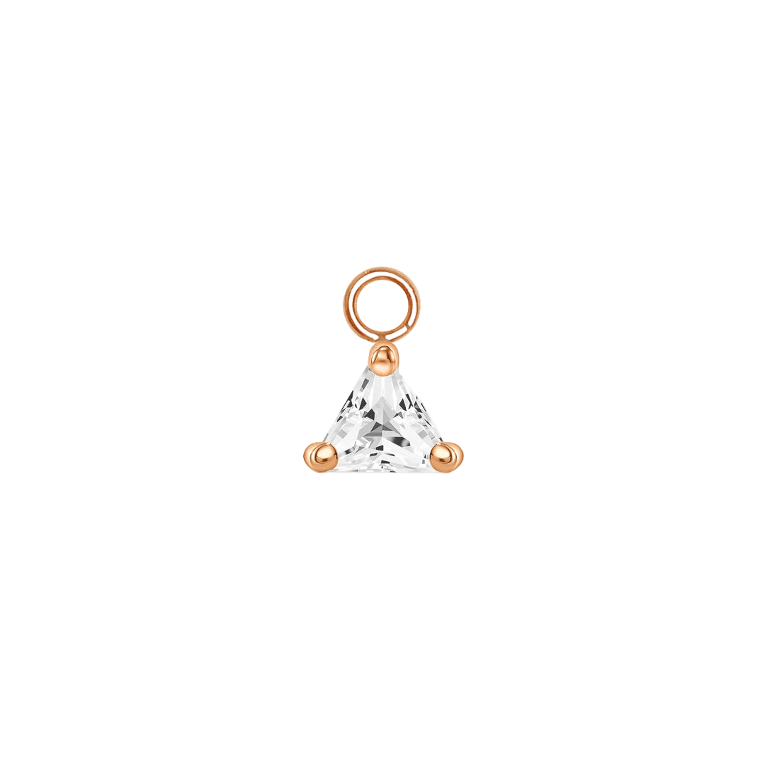 Ornament Triangle Prong – 14K & 18K Gold Gemstone Charm - piercing - zone.com