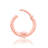 Ouroboros – Coiled Serpent – 14K Gold Seamless Ring - piercing - zone.com