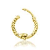 Ouroboros – Coiled Serpent – 14K Gold Seamless Ring - piercing - zone.com