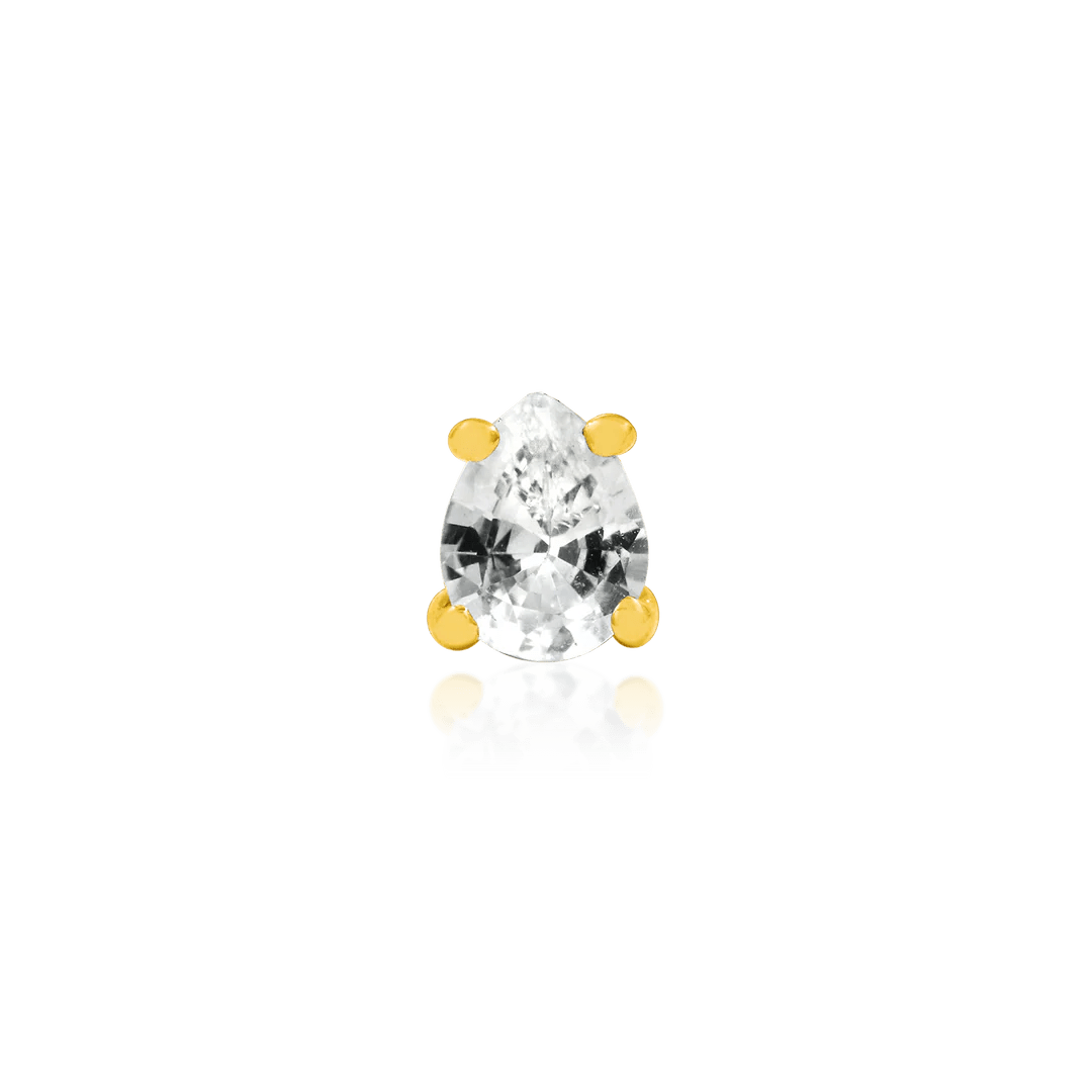 Pear - Cut – 14K Gold CZ Teardrop Threadless End - piercing - zone.com