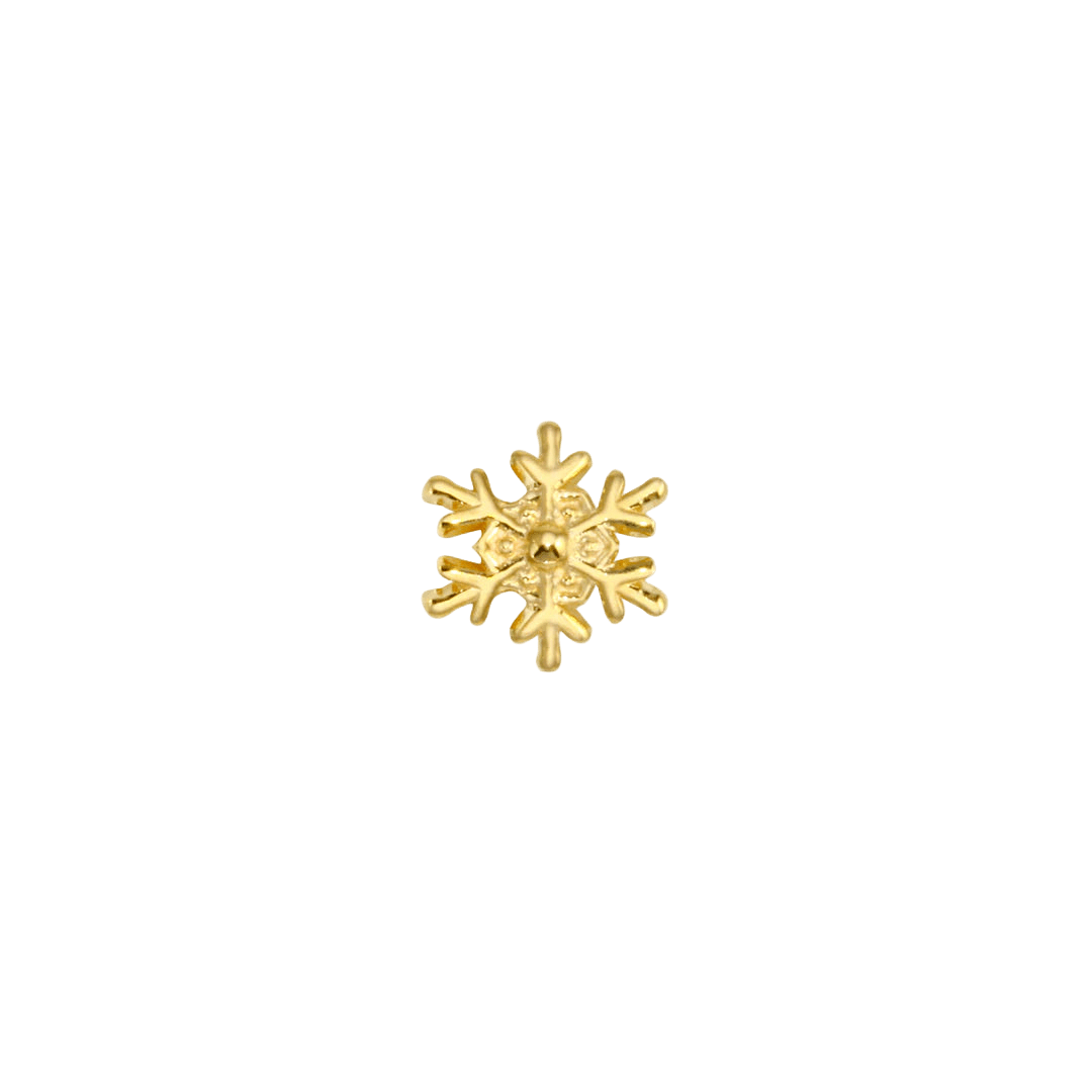 Petite Snowflake – 14K Gold Threadless & Threaded End - piercing - zone.com