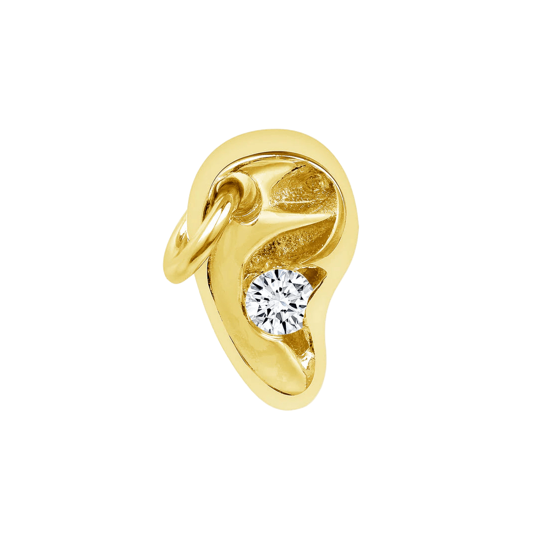 Pierced Ear with Gem – 14K/18K Gold Threadless End - piercing - zone.com