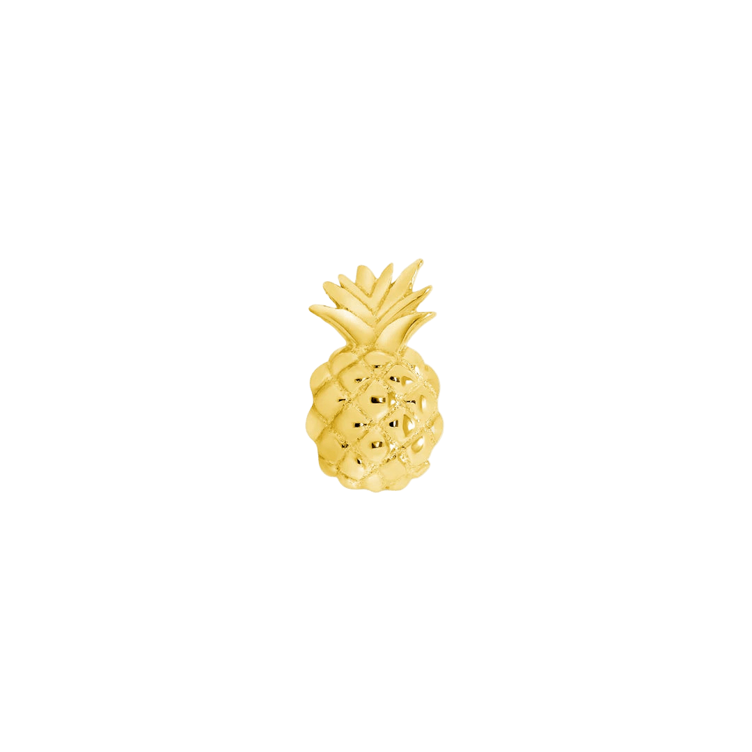 Pineapple – 14K Gold Threadless & Threaded End - piercing - zone.com