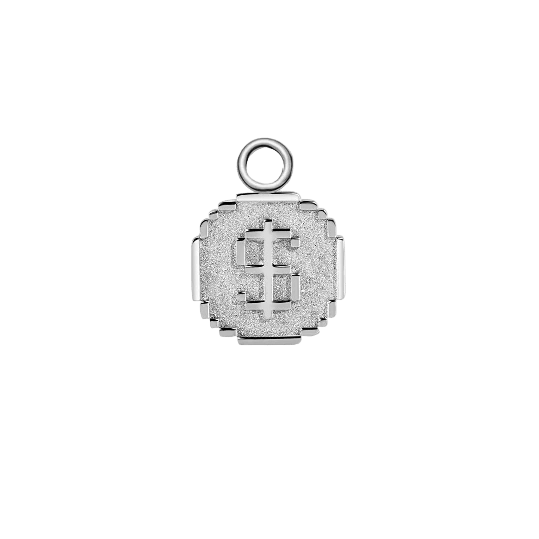 Pixel Coin – 14K & 18K Gold Charm - piercing - zone.com