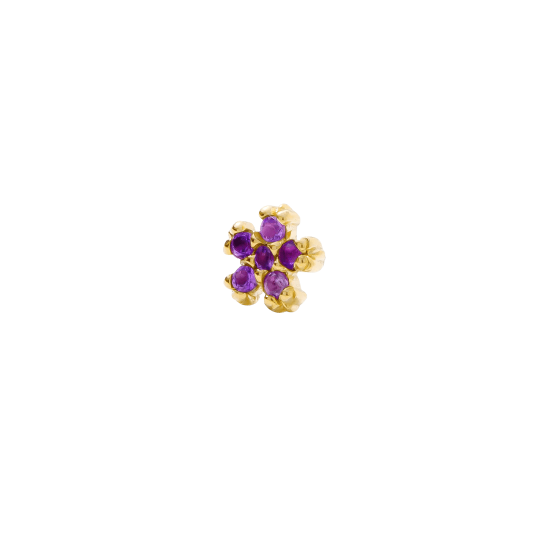 Pixie – 14K Gold Floral Birthstone Threadless End - piercing - zone.com