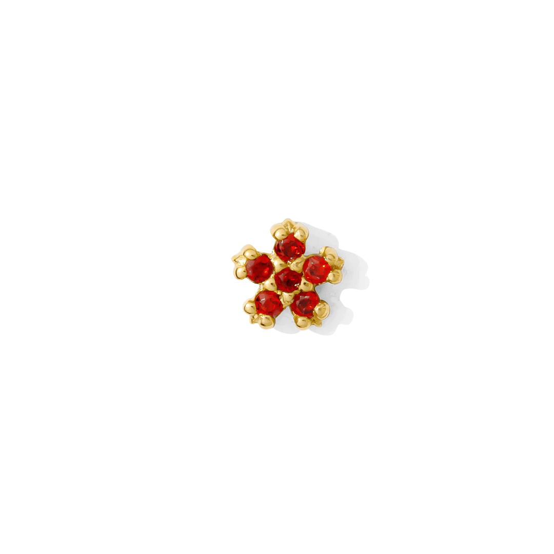 Pixie – 14K Gold Floral Birthstone Threadless End - piercing - zone.com