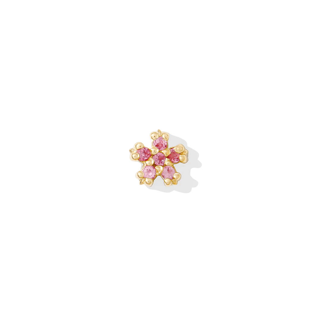 Pixie – 14K Gold Floral Birthstone Threadless End - piercing - zone.com