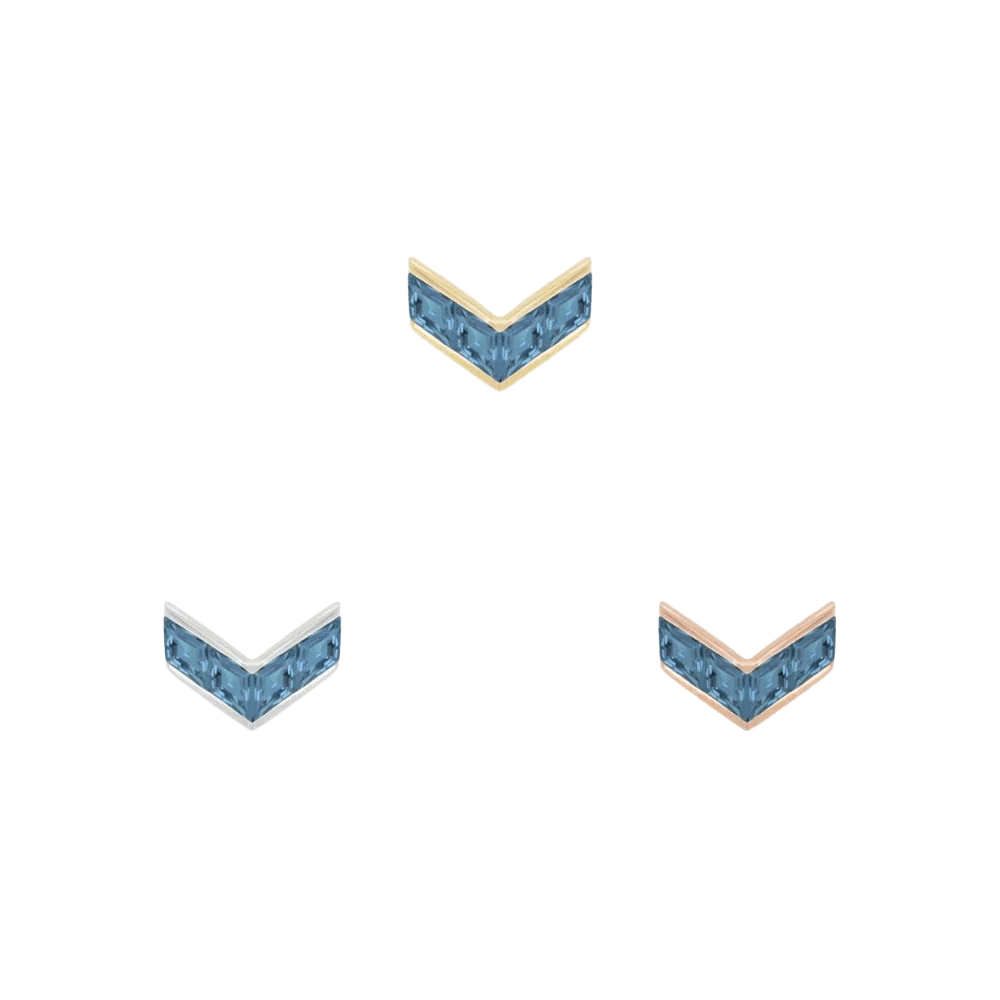 Rave – London Blue Topaz – 14K Gold Threadless End - piercing - zone.com