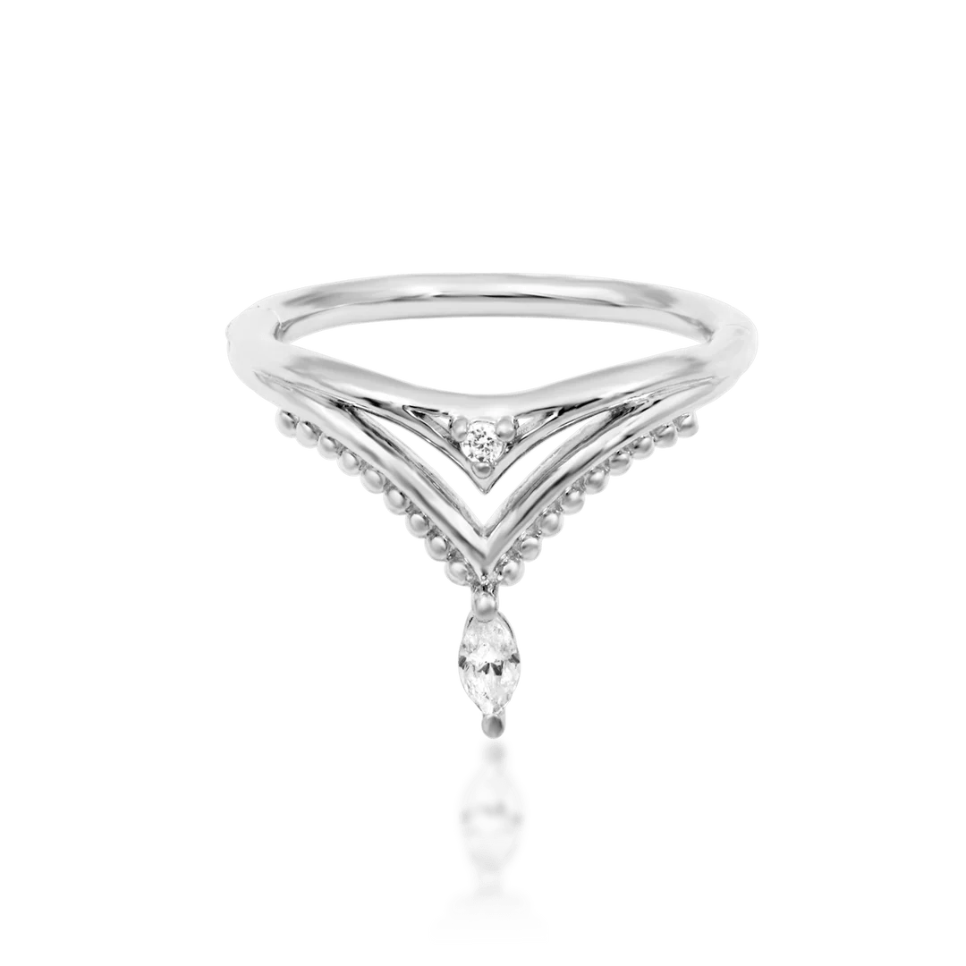 Reina – CZ Crown Fan – 14K Gold Threadless End - piercing - zone.com