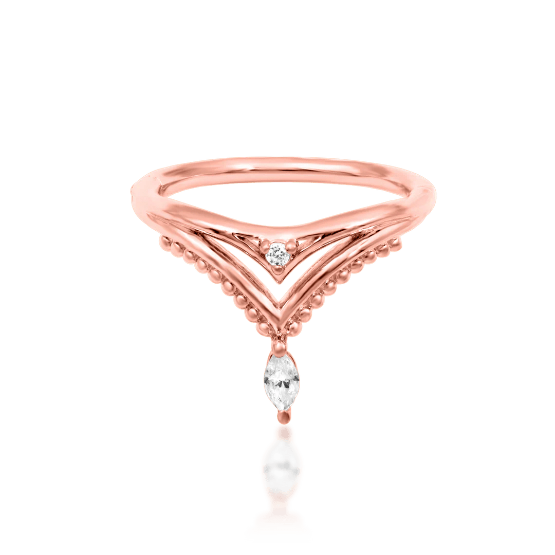 Reina – CZ Crown Fan – 14K Gold Threadless End - piercing - zone.com