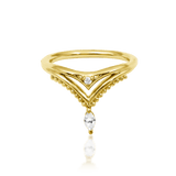 Reina – CZ Crown Fan – 14K Gold Threadless End - piercing - zone.com