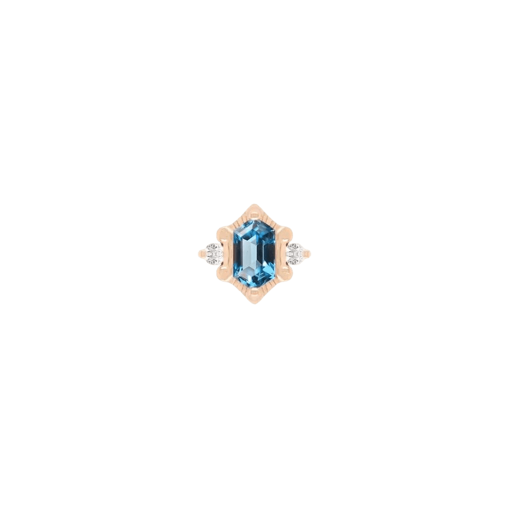 Reyna – London Blue Topaz – 14K Gold Threadless End - piercing - zone.com