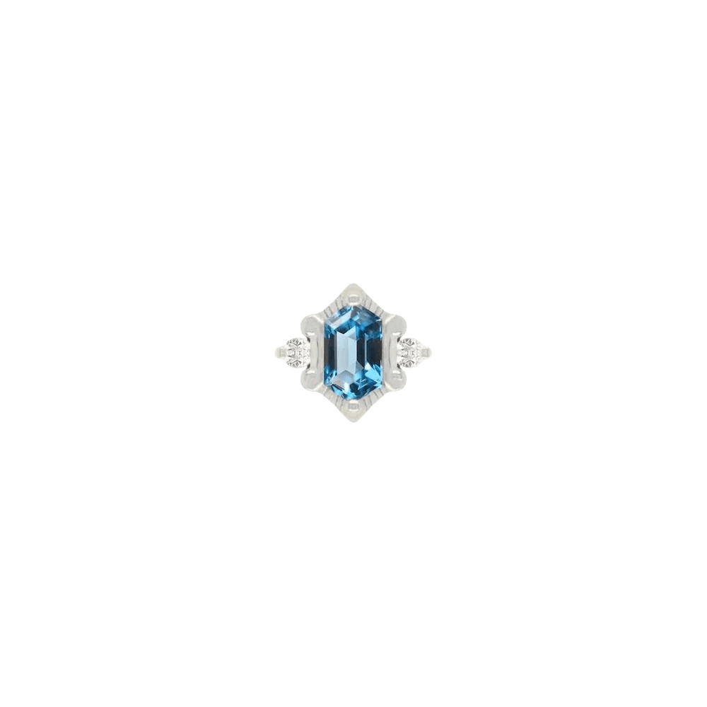 Reyna – London Blue Topaz – 14K Gold Threadless End - piercing - zone.com