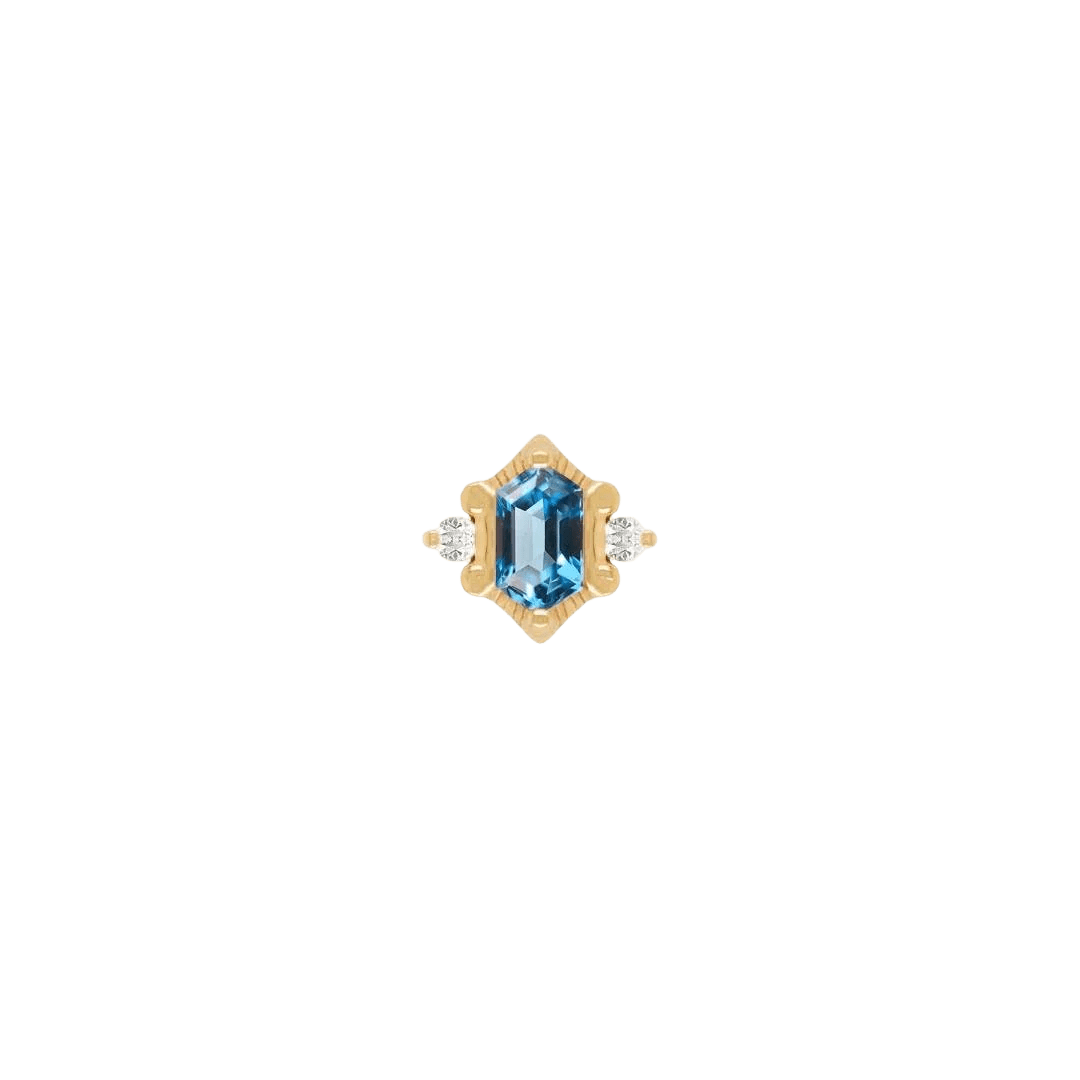 Reyna – London Blue Topaz – 14K Gold Threadless End - piercing - zone.com
