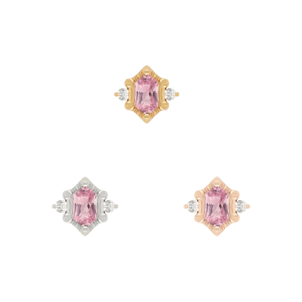 Reyna – Pink Tourmaline – 14K Gold Threadless End - piercing - zone.com