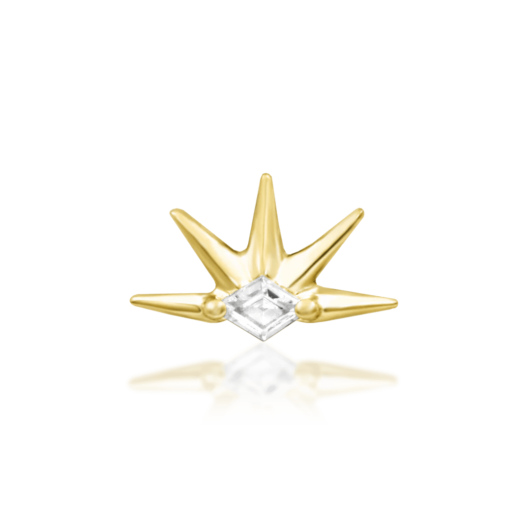 Risen – 14K Gold White CZ Threadless End - piercing - zone.com