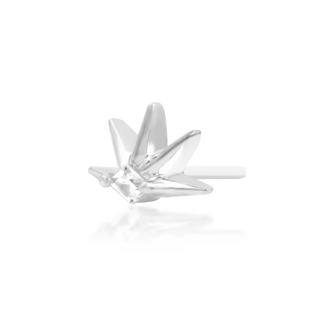 Risen – Twin CZ Oval – 14K Gold Threadless End - piercing - zone.com