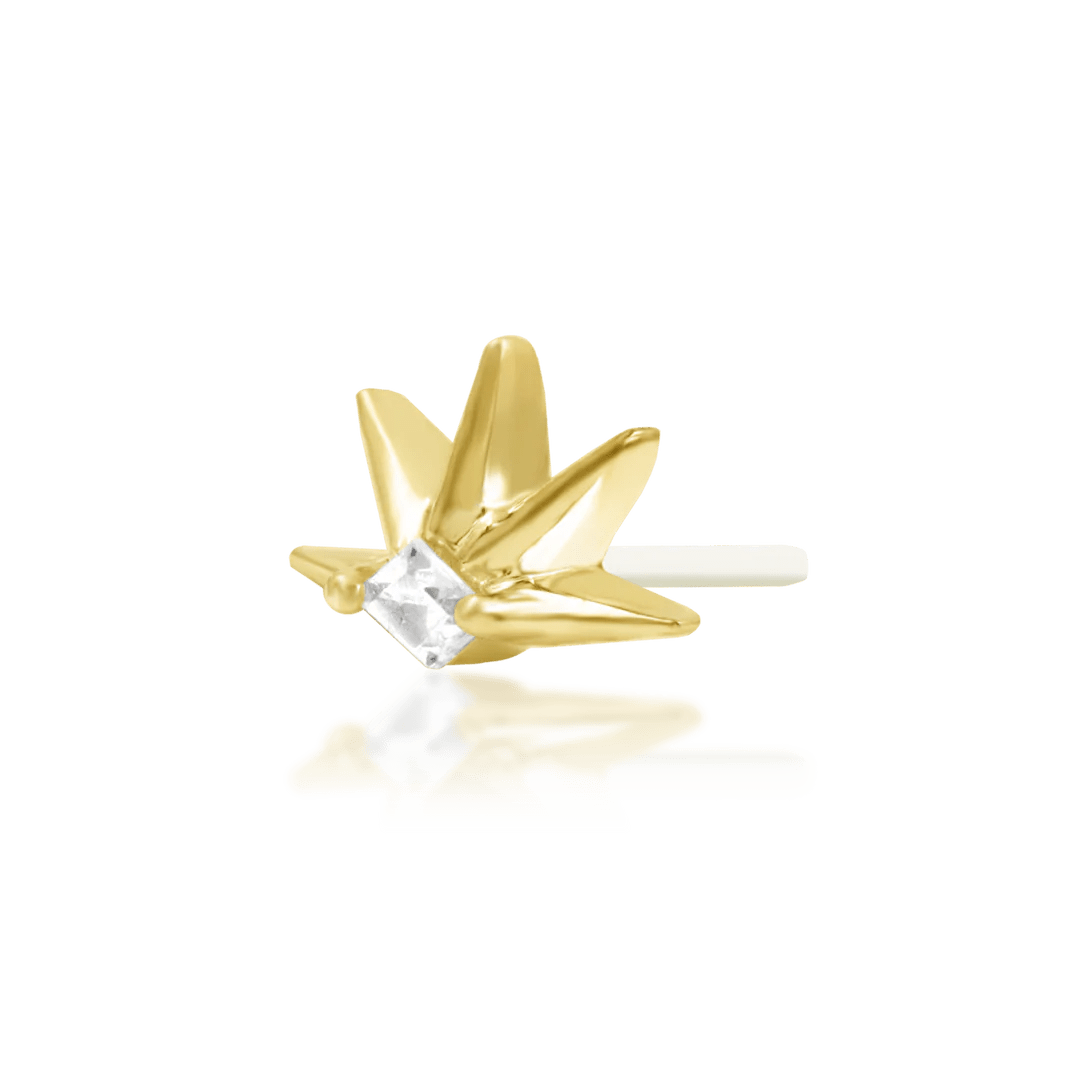 Risen – Twin CZ Oval – 14K Gold Threadless End - piercing - zone.com