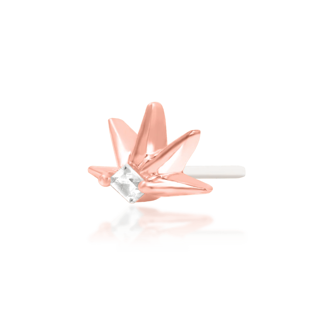 Risen – Twin CZ Oval – 14K Gold Threadless End - piercing - zone.com