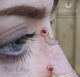 Rolina – Carnelian Halo with CZ – 14K Gold Threadless End - piercing - zone.com
