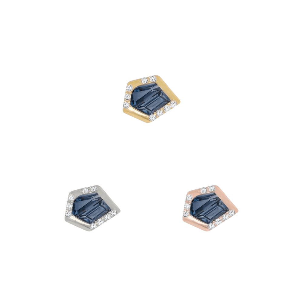 Route – London Blue Topaz – 14K Gold Threadless End - piercing - zone.com