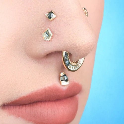 Route – London Blue Topaz – 14K Gold Threadless End - piercing - zone.com