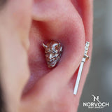 Samurai Mask – 14K Gold Threadless & Threaded End - piercing - zone.com