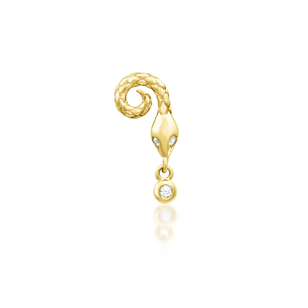 Saphira – White CZ Serpent – 14K Gold Threadless End - piercing - zone.com