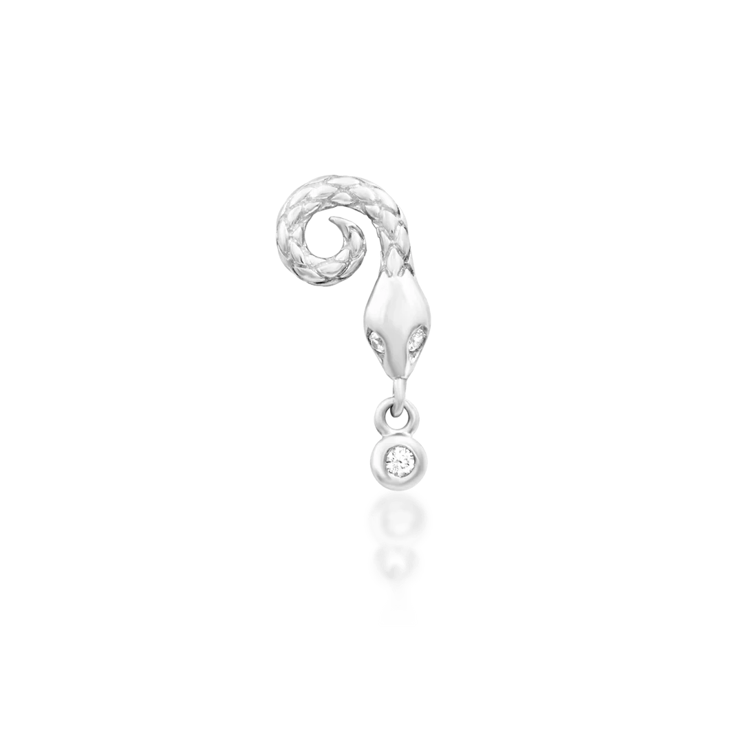 Saphira – White CZ Serpent – 14K Gold Threadless End - piercing - zone.com