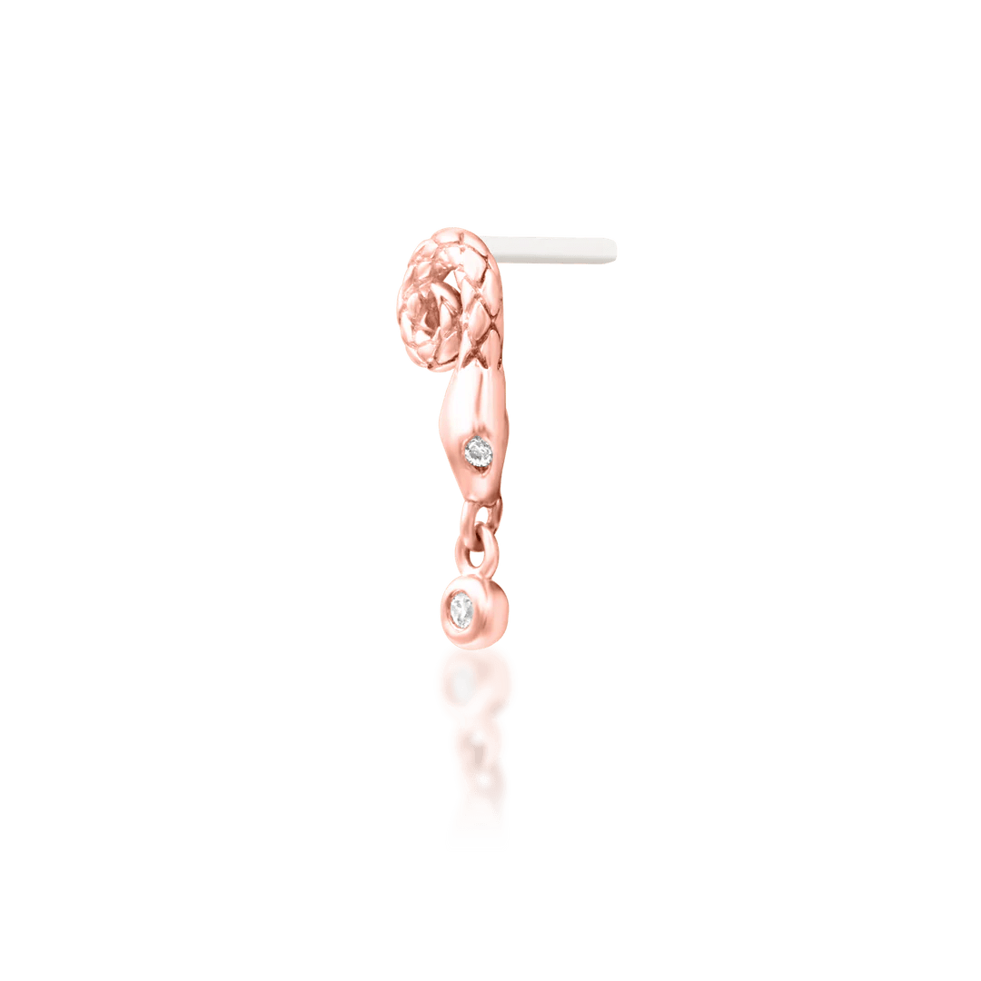 Saphira – White CZ Serpent – 14K Gold Threadless End - piercing - zone.com