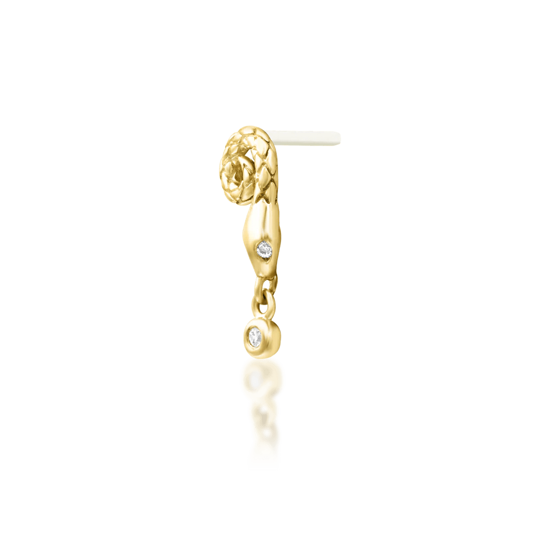Saphira – White CZ Serpent – 14K Gold Threadless End - piercing - zone.com