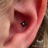 Scene – Stella Star Trio – 14K Rhodium Black Gold Threadless End - piercing - zone.com