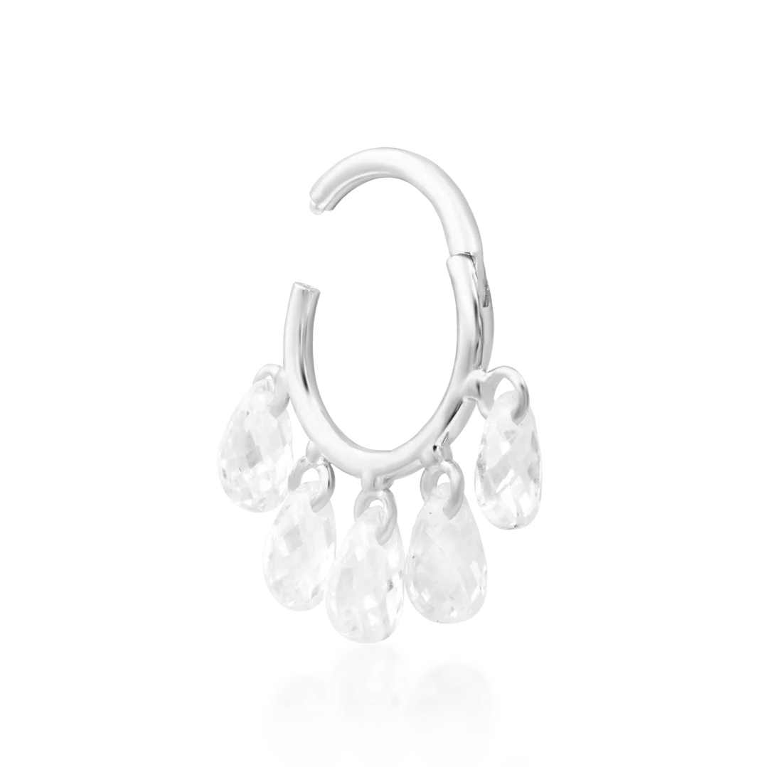 Sia – 5 CZ Fanburst – 14K Gold Threadless End - piercing - zone.com