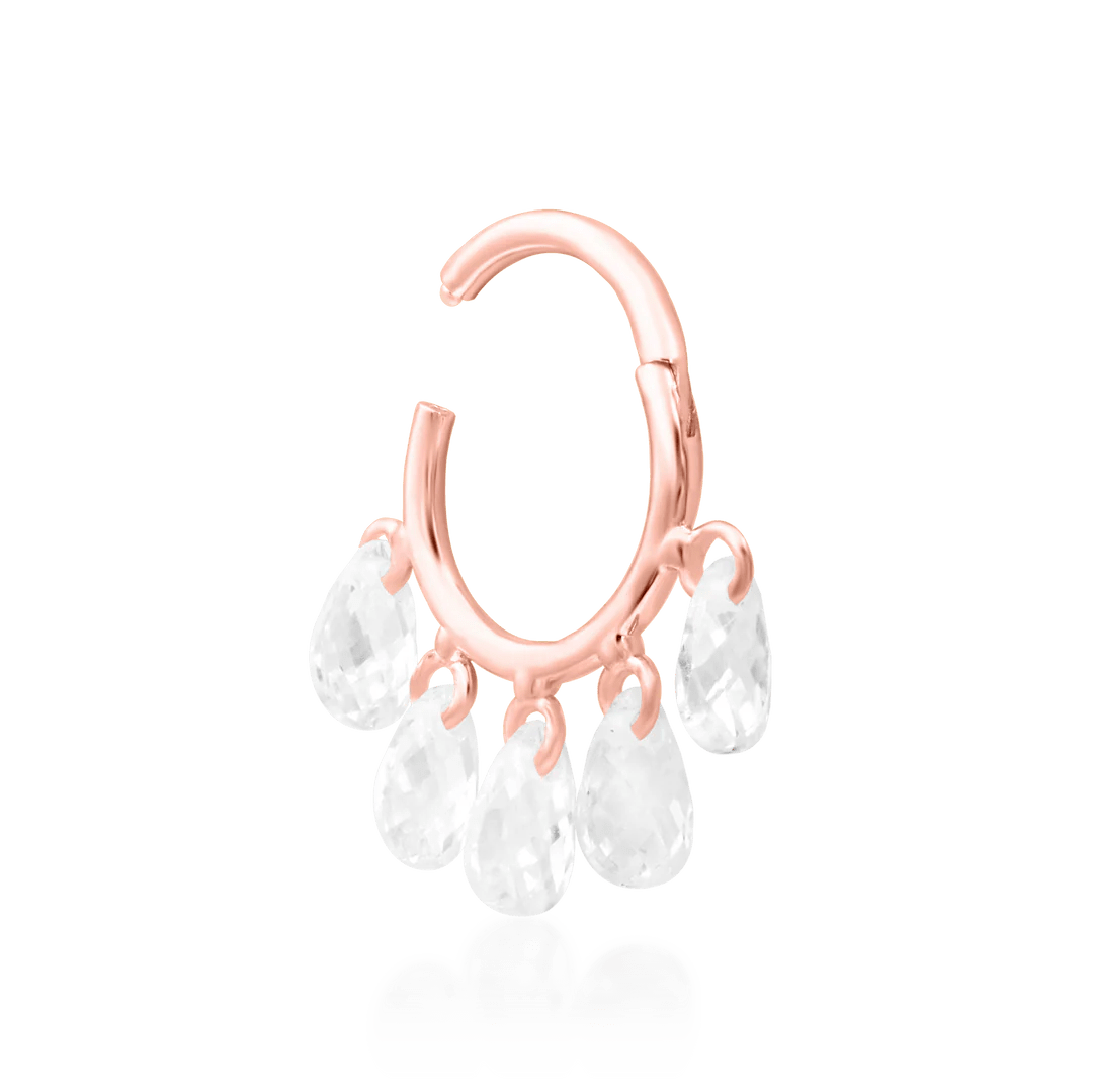 Sia – 5 CZ Fanburst – 14K Gold Threadless End - piercing - zone.com