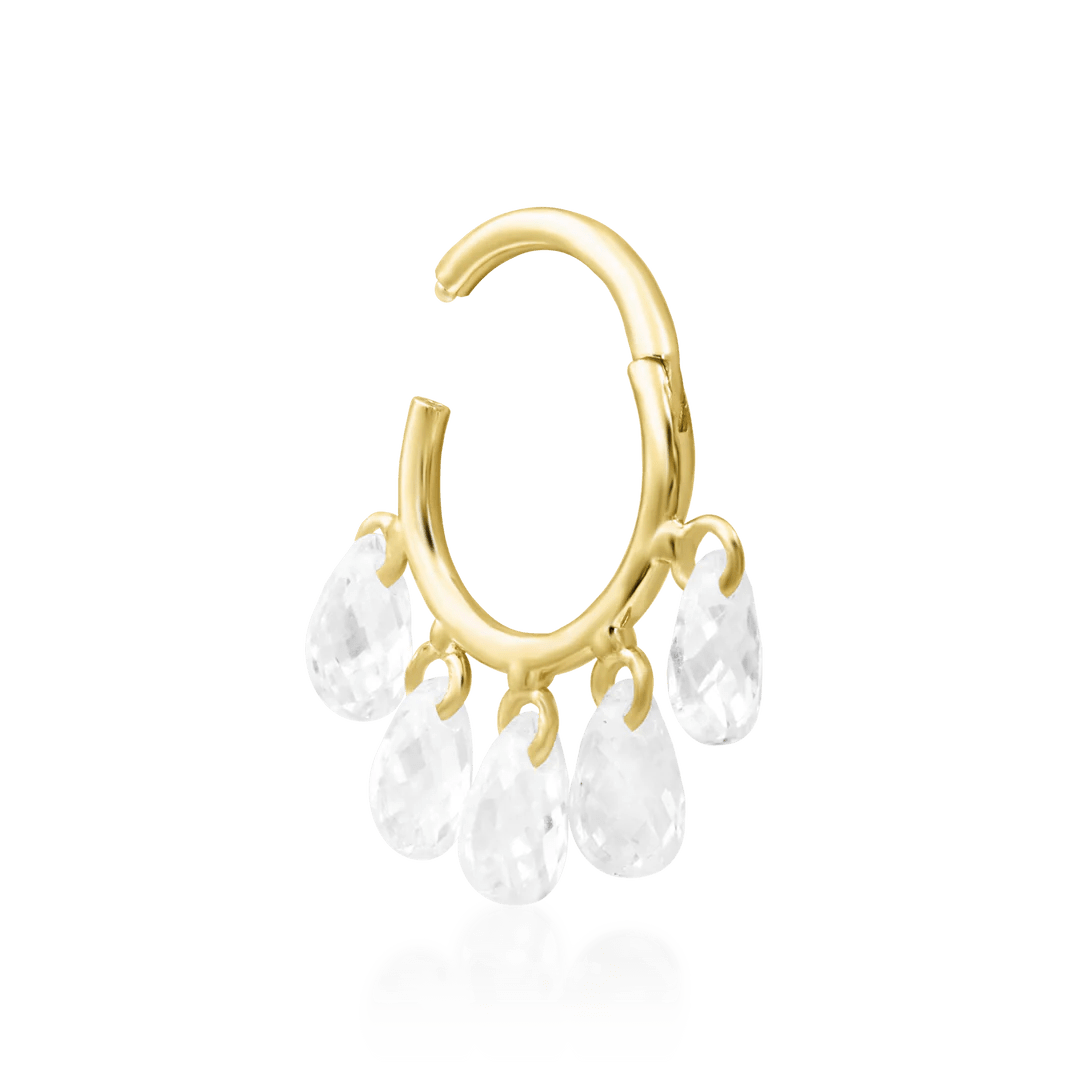 Sia – 5 CZ Fanburst – 14K Gold Threadless End - piercing - zone.com